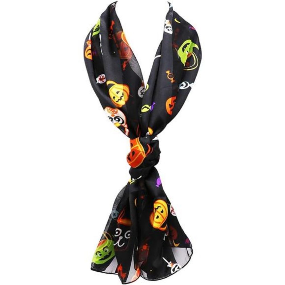 Women's‎ Halloween Fun Print Lightweight Fashion Scarf Trick OR Treat Black